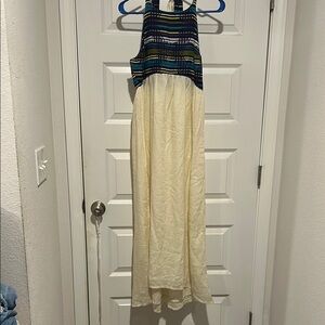 Striped Multicolor Top with Cream Maxi Dress